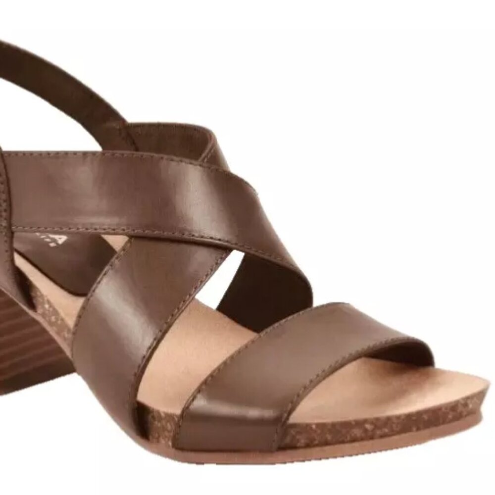 10M Sonoma Women’s Sagebrush Wedge Slingback Stacked High Heel Sandals Brown NWT